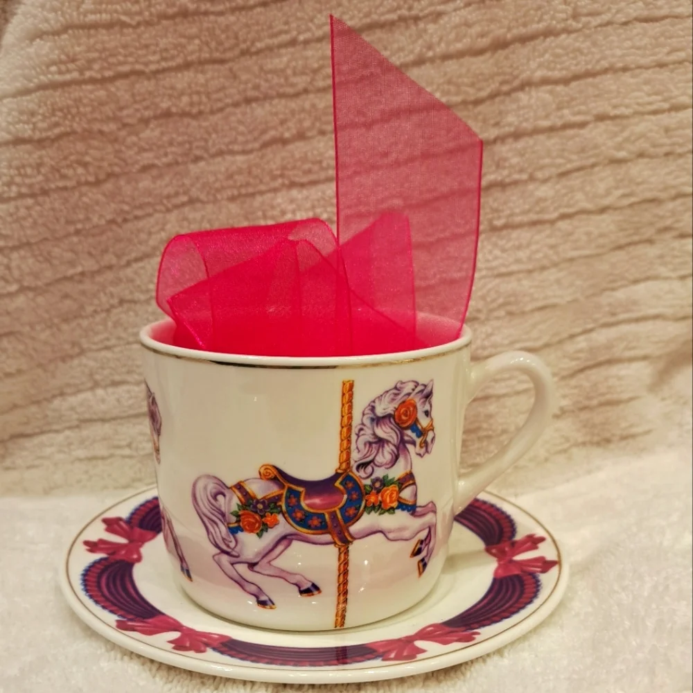 Ceramic Carousel Horse Cup & Saucer - Picture 1 of 11